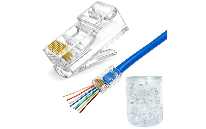 DI RJ45 CONNECTOR CAT6 PACK OF 100 PCS PASS THROUGH